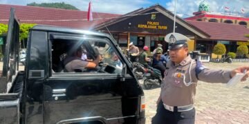 Satlantas Polres Kepulauan Yapen Tertibkan Pelanggaran, Wujudkan Kamseltibcarlantas di Kota Serui