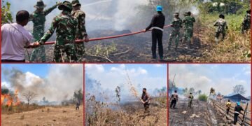 Karhutla Dekati Pemukiman, Polsek Tanah Miring Bersama Warga Bergerak Padamkan Api