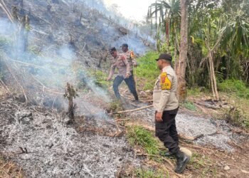 Polsek Kelila Gerak Cepat Padamkan Kebakaran Lahan di Bukit Yibaleme